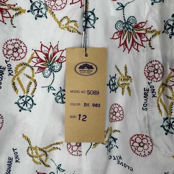 Vtg British Khaki Set Womens 10* Button Up Shirt Shorts Nautical Beach Tropical - Picture 9 of 16